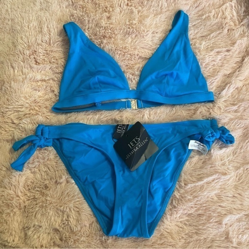 New JETS Australia by Jessika Allen Bikini Set Cobalt Blue Gold Size 12 NWT #277